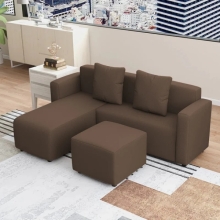 HARVEY L-Shape Fabric Sofa with Ottoman