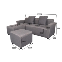 HARVEY L-Shape Fabric Sofa with Ottoman