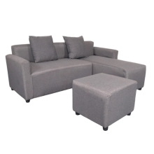 HARVEY L-Shape Fabric Sofa with Ottoman