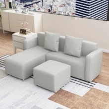 HARVEY L-Shape Fabric Sofa with Ottoman
