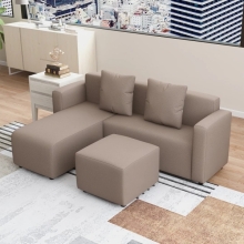 HARVEY L-Shape Fabric Sofa with Ottoman