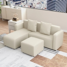 HARVEY L-Shape Fabric Sofa with Ottoman