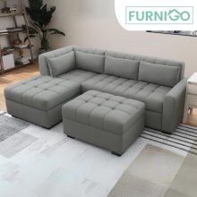SOLANA L- Shape Fabric Sofa with Ottoman