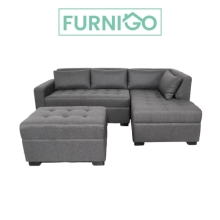 SOLANA L- Shape Fabric Sofa with Ottoman