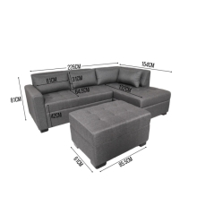 SOLANA L- Shape Fabric Sofa with Ottoman
