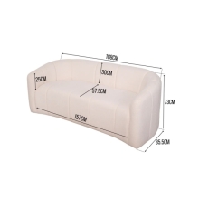VIANCA 3-Seater Curved Plush Accent Fabric Sofa